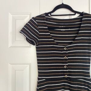Aeropostale Seriously Soft Black/White/Brown Striped Dress size small